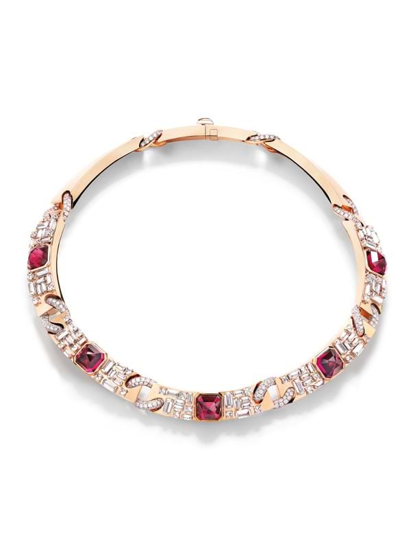 Diamond and rubellite neckpiece from Pomellato